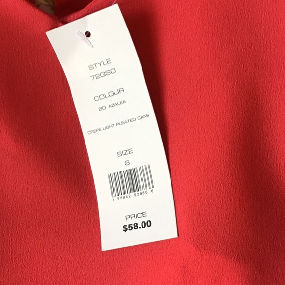 NWT French Connection Crepe Pleated Cami, size S. - Picture 8 of 8